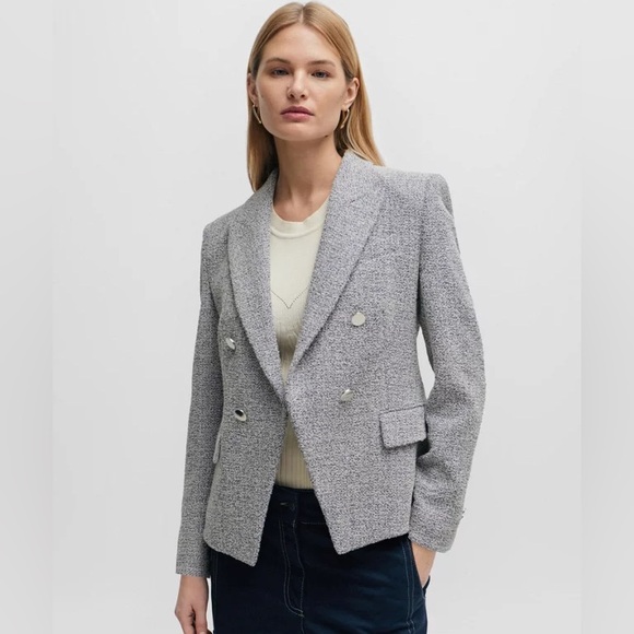 Hugo Boss Jocanah SLIM-FIT DOUBLE-BREASTED JACKET IN HEAVYWEIGHT TWEED - Picture 7 of 11